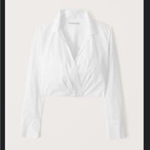 NWT Abercrombie & Fitch Women’s Long-Sleeve Poplin Wrap Top size Medium in White